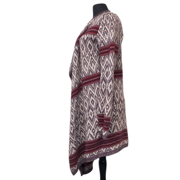 Ruby Moon – Long Sleeve Open Patterned Cardigan With Cascading Front – XL - Picture 2 of 13
